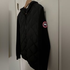 Canada Goose Hybridge ribbed-wool and quilted shell down jacket, Size Large